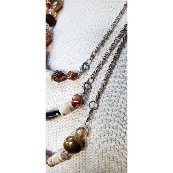 Chunky Brown Beads Multi Chain Statement Necklace - Picture 3 of 4